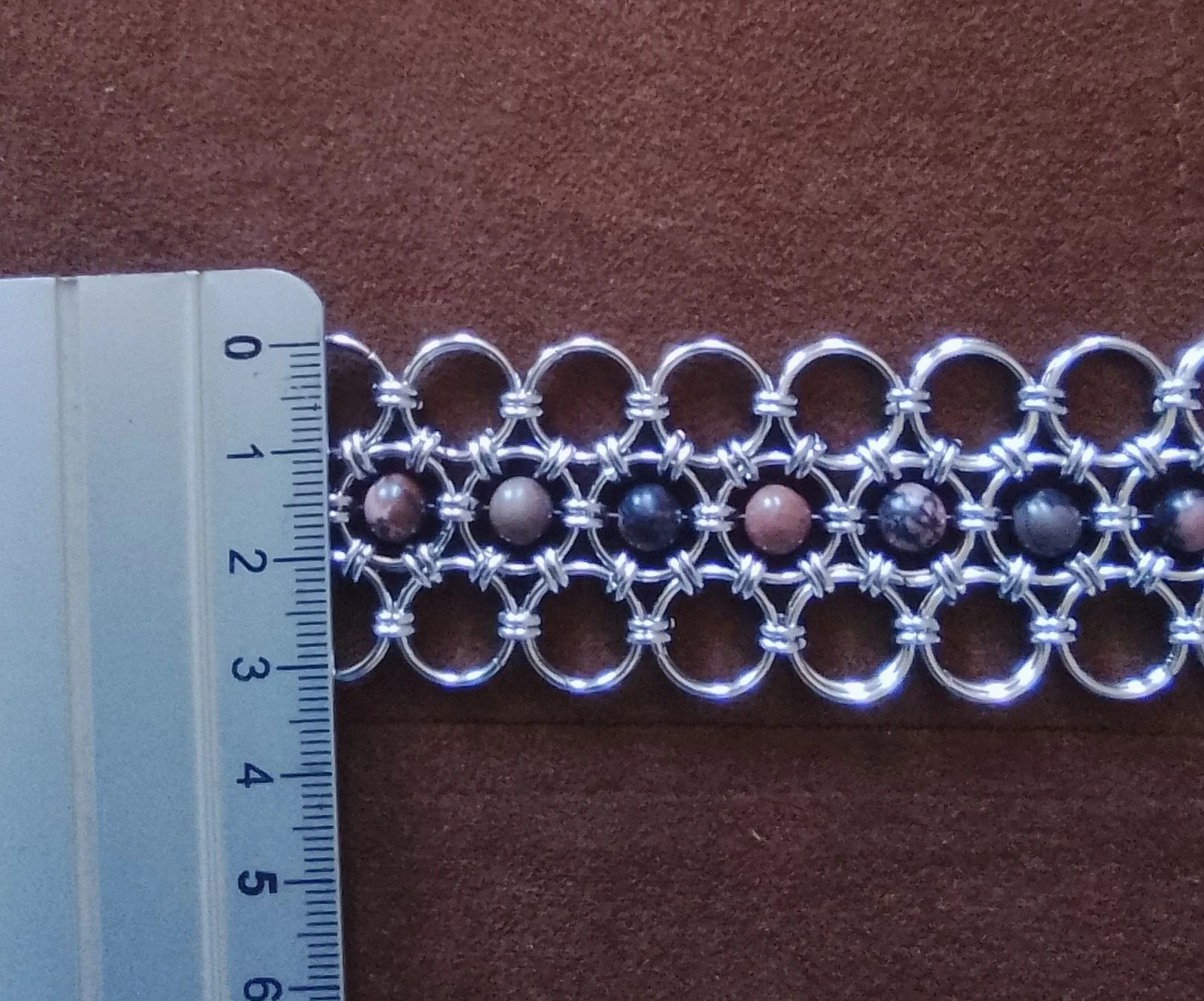 Japanese chainmail choker necklace with natural stones – photo 8